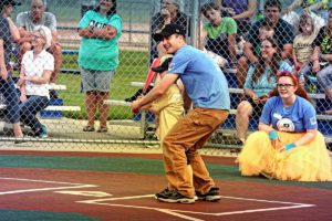 Miracle League Fox Valley volunteer and player at bat