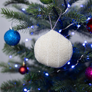 DIY Sweater Ornaments Hanging in Tree