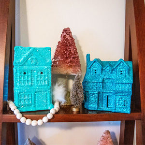 DIY Holiday Blue Glitter House