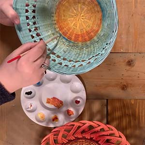 Painting the flower baskets