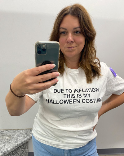 Simple t-shirt "Due to inflation this is my Halloween costume"