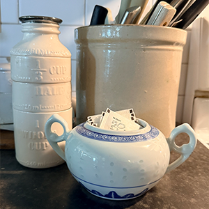 thrifted container for organizing your kitchen