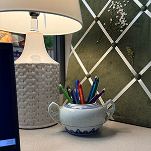 thrifted container for organizing your office